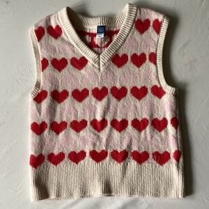 Old Navy Cream and Red Heart Sweater Vest
